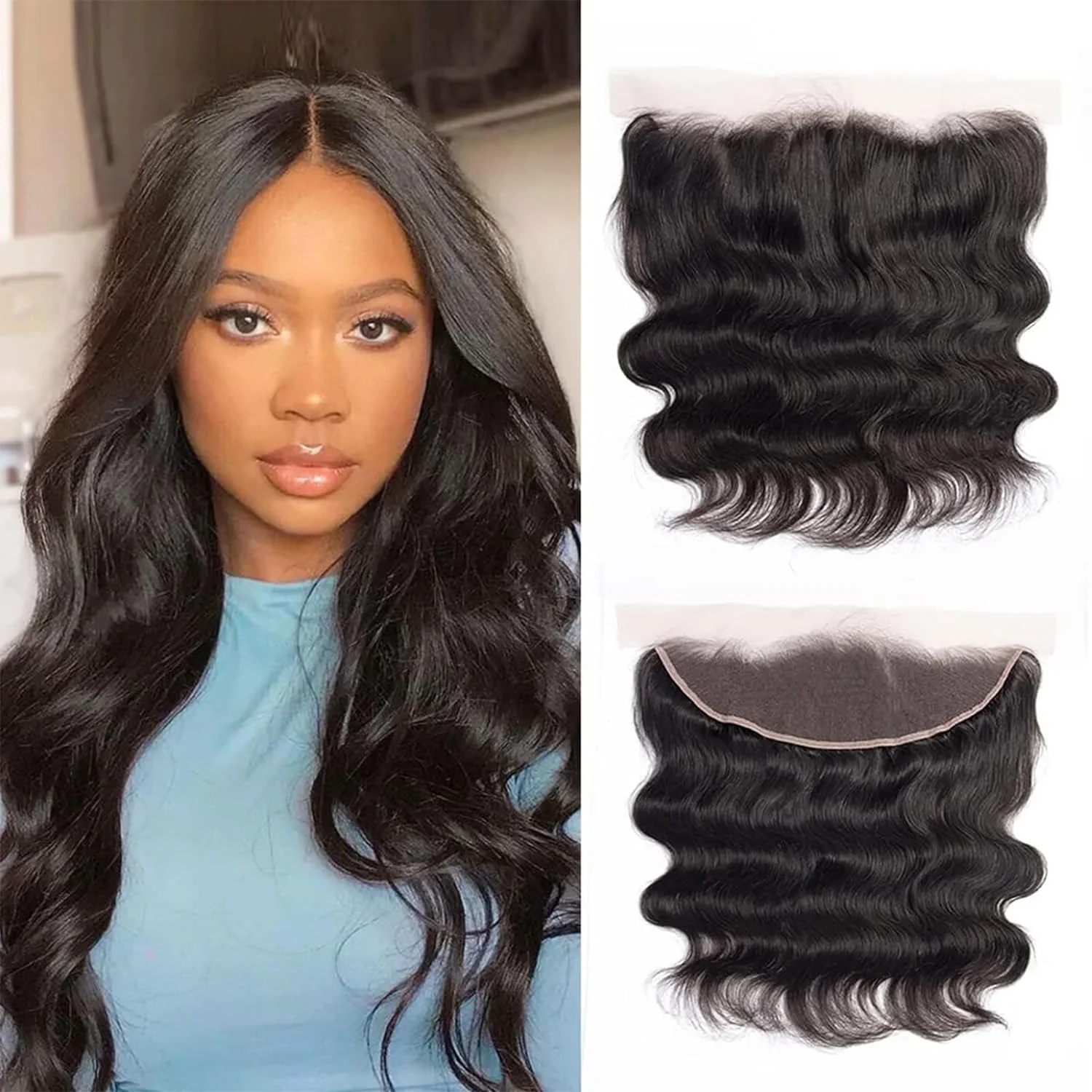 Body Wave Lace Closure Human Hair Transparent Lace Frontal Only Extensions_voghion.com