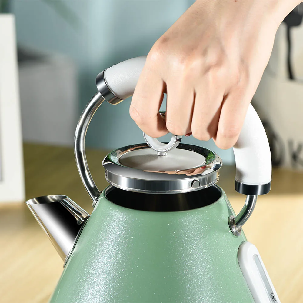 Retro Style Electr Kettl 1.8l Tea Pot Water Kettle Pyramid Design Steel