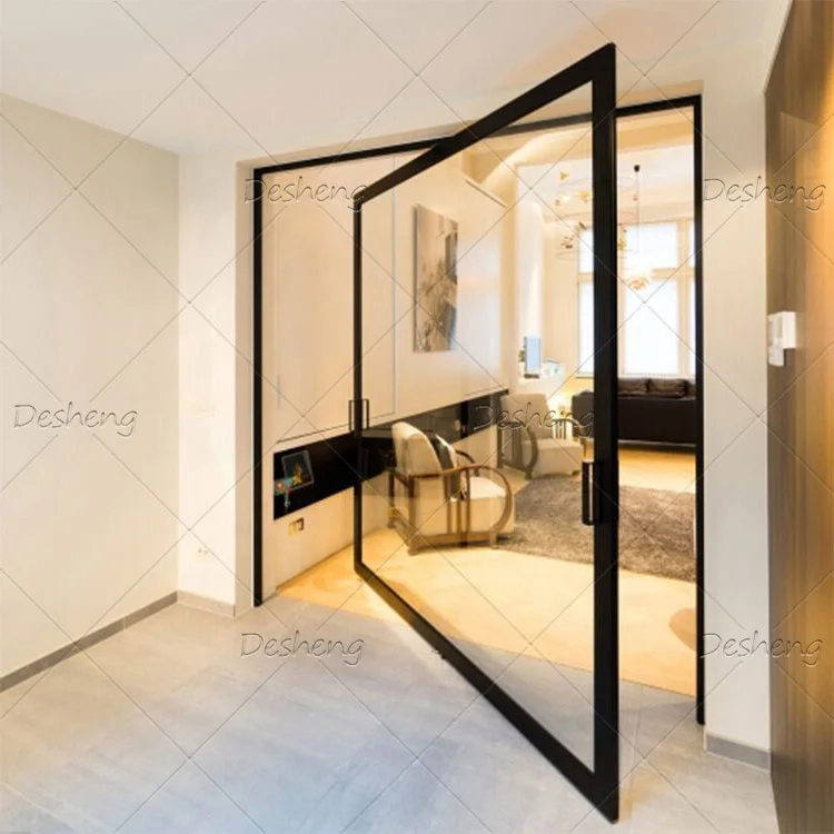 Modern Design 360 Degree Manual Revolving Glazing Swing Open Passageway Door Solid Wood Structure with Finished Surface