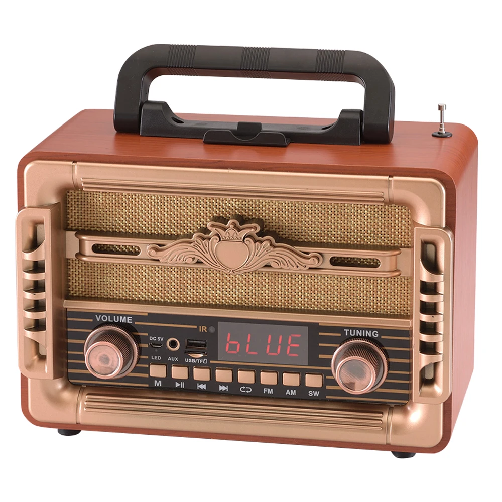 Retro Desktop Radio Vintage FM AM SW Multi-band Wooden Boxes Wireless Radio with BT Speaker and USB TF Remote Control
