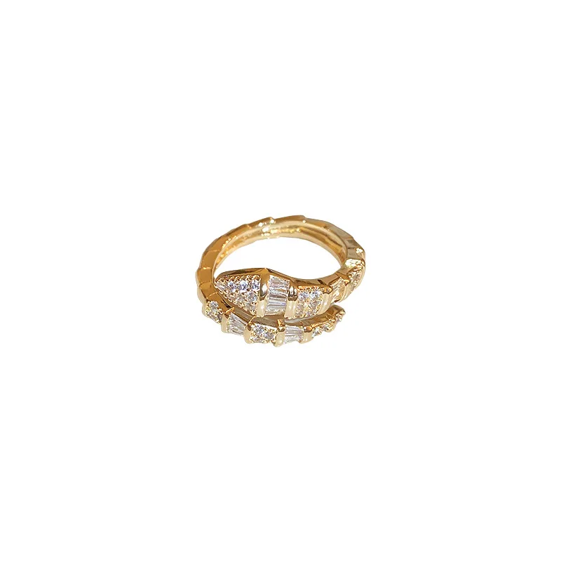 European and American Cold Wind Zircon Snake Shaped Ring, Niche High-end Design, Index Finger Ring, New Versatile Accessory