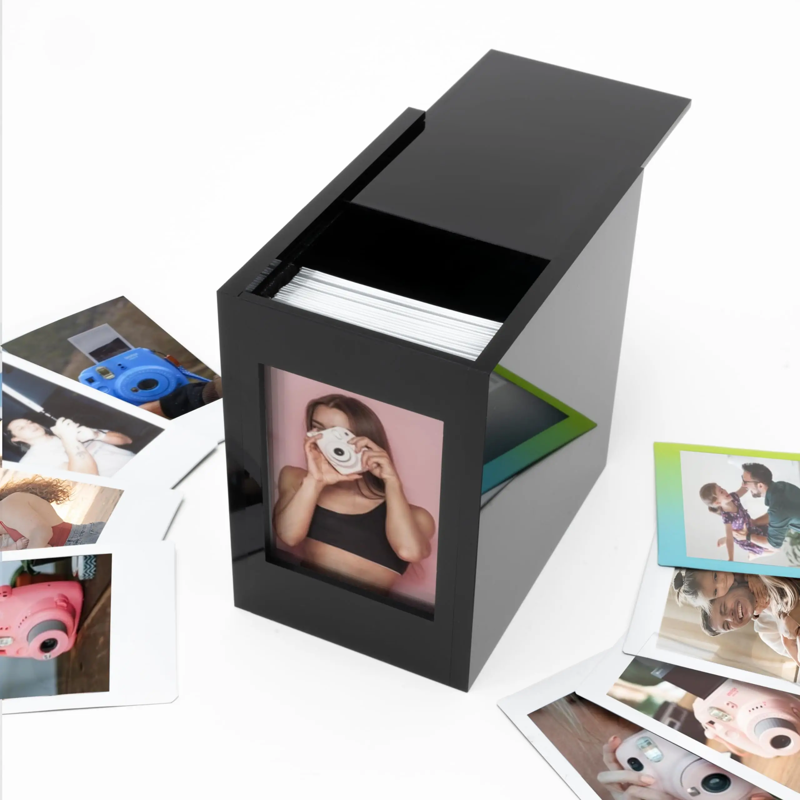 Factory Custom Acrylic Camera Mini Polaroid Frame and Photo Storage Box for Reception and Registry
