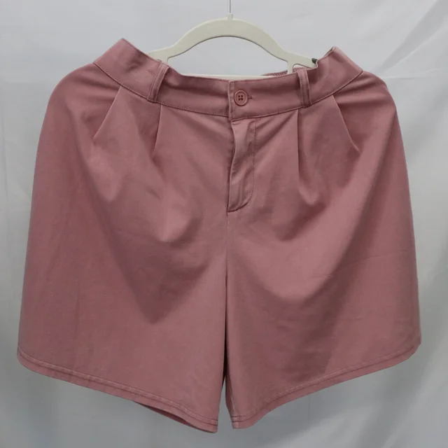 Women's Summer Casual Pink Suit Shorts Straight Leg Loose Wide Leg Mid-Length Short Summer Clothing