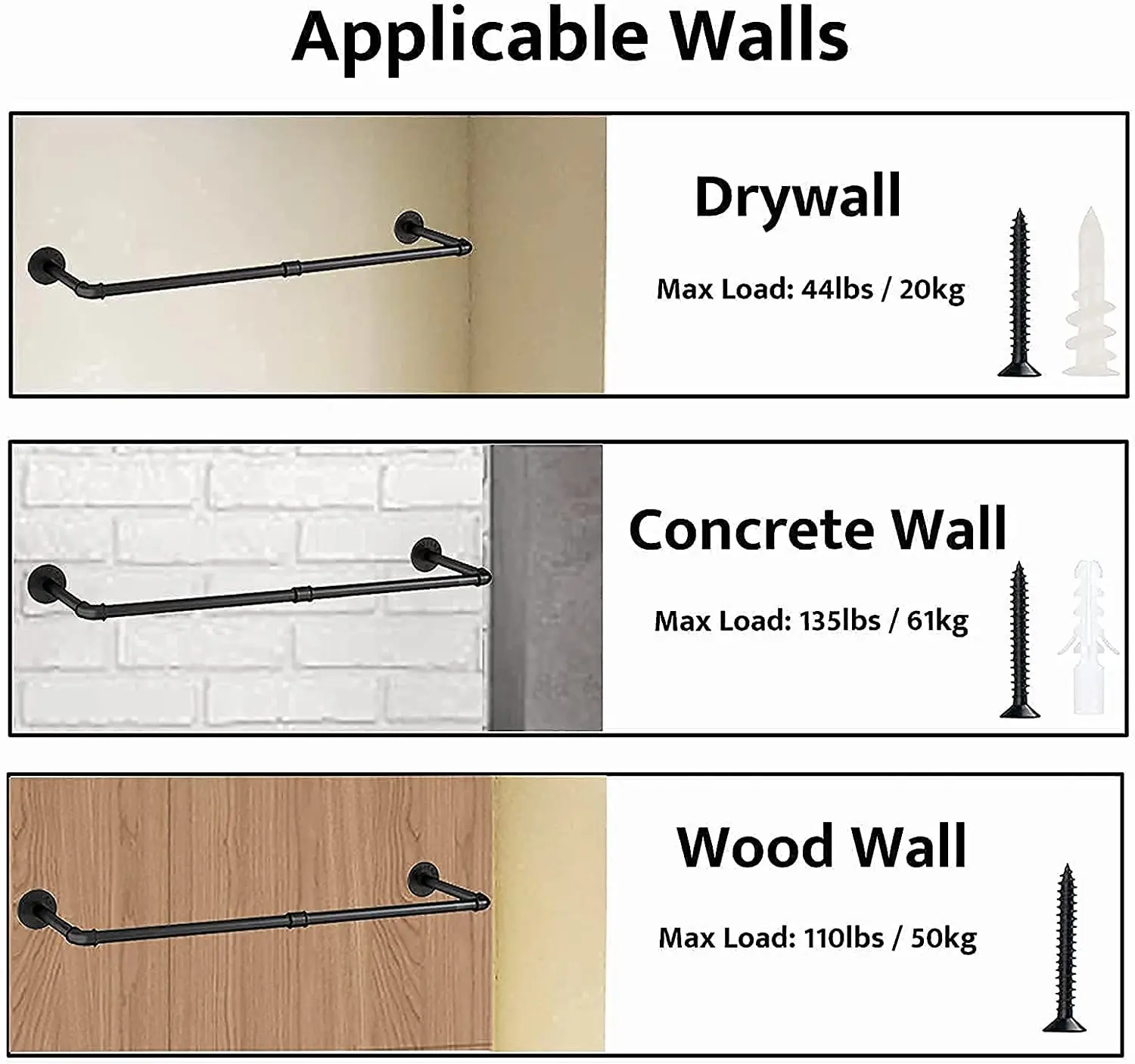 Wall Mount Folding Hanging Industrial Floor Coats Shelves Pipe Wall
