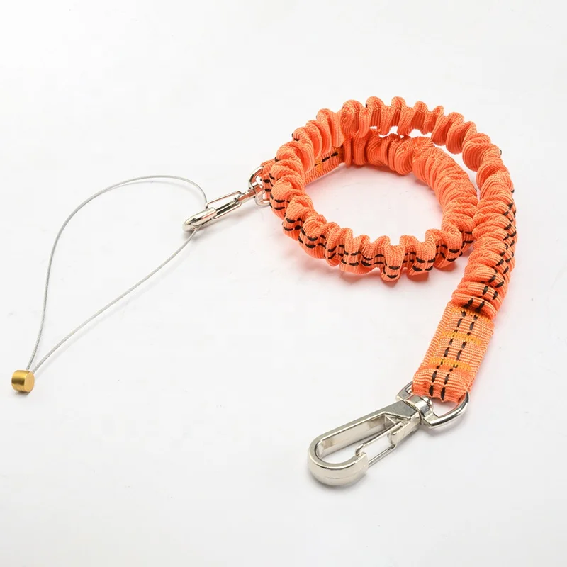 Superior Quality Elastic Blended Webbing Tool Lanyard With 2 X Double Action Carabiners for Safety
