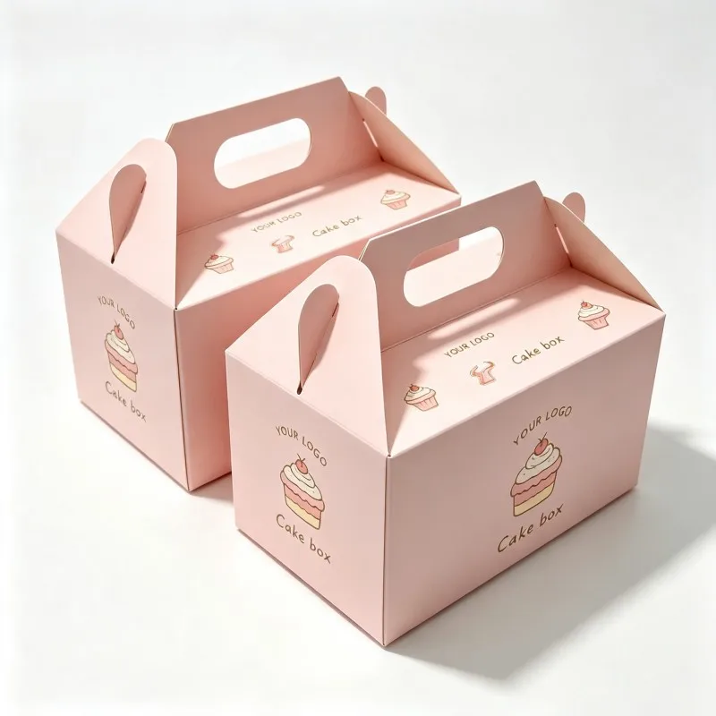 Vente en gros : Boîte en papier alimentaire pour gâteaux d’anniversaire avec poignée ; boîtes personnalisées pour emballer chocolats et bonbons