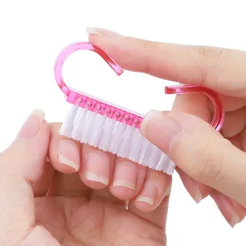 Small Translucent Acrylic Nail Dust Cleaning Horn Brush Nails Toes Cleaner Handle Grip Manicure Brush