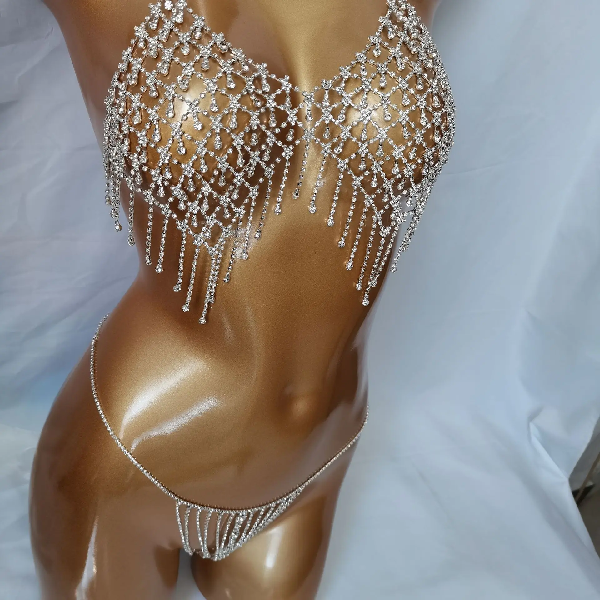 Hot Selling Rhinestones Sex Girl Full Body Chains Jewelry For Women The