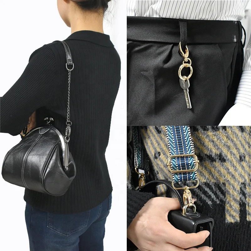SAC À MAIN Sangle Anneaux 2Pcs 29mm Métal Boucle Fermoir Vis pour Chaîne Argenté
