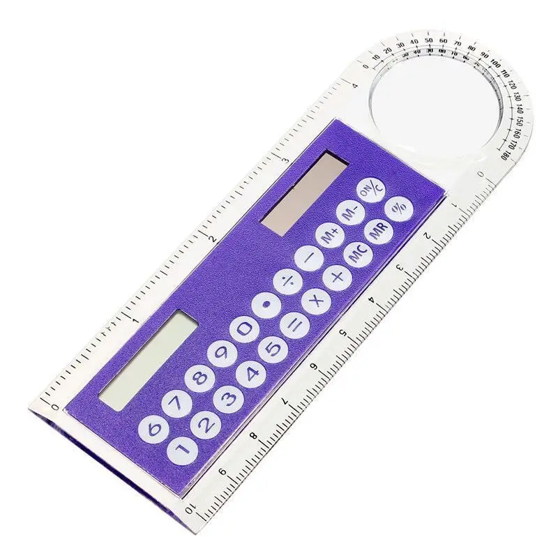 Mini Ultra-thin 3 in 1Ruler Solar Calculator Multifunction 10cm Ruler School Stationery Students Plastic 10cm Ruler