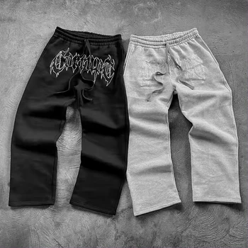wide pants Custom embroidered printed heavyweight sweatpants Wicking straight leg pants for men's sweatpants