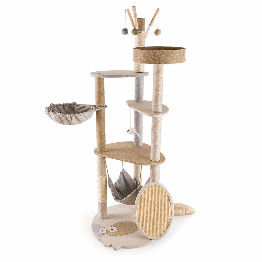 Large Wooden Cat Tree Sisal Scratching — Product details 1