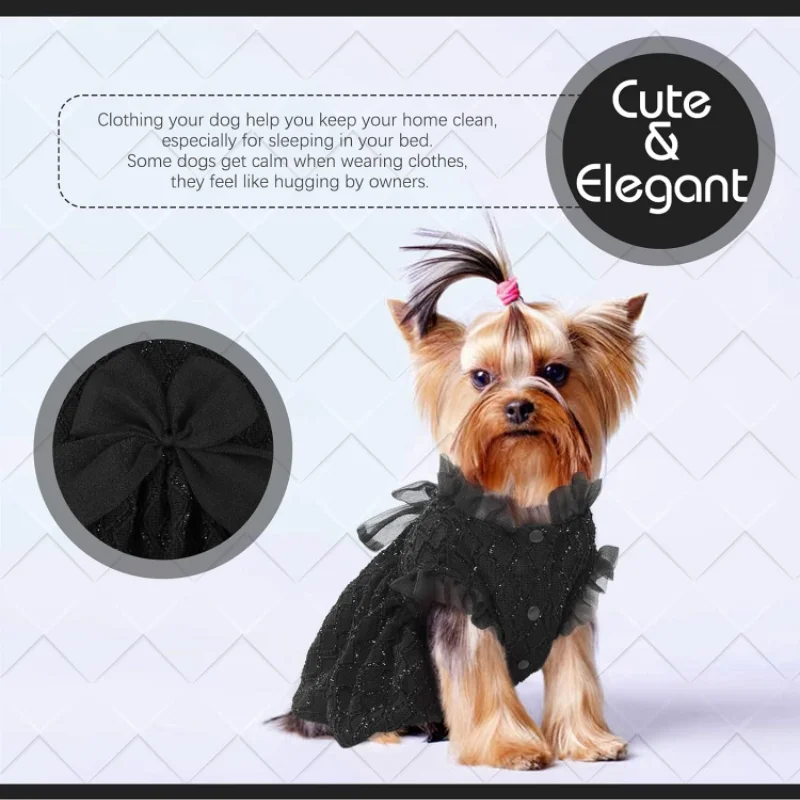 birthday party dresses short tight Dog Striped Dress,Pet Girl Bow Costume With Ring And Harness Leash,Dog –  Petocart main image 1
