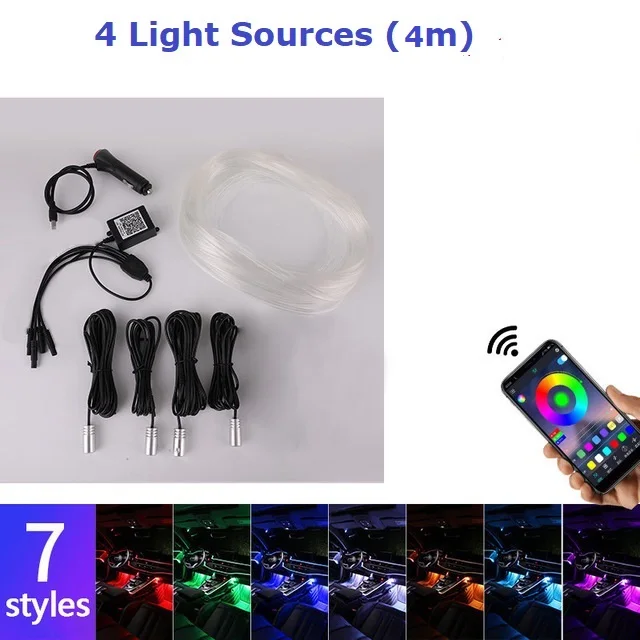 Factory Price Universal Car Interior Atmosphere Light Rgb Led Optical