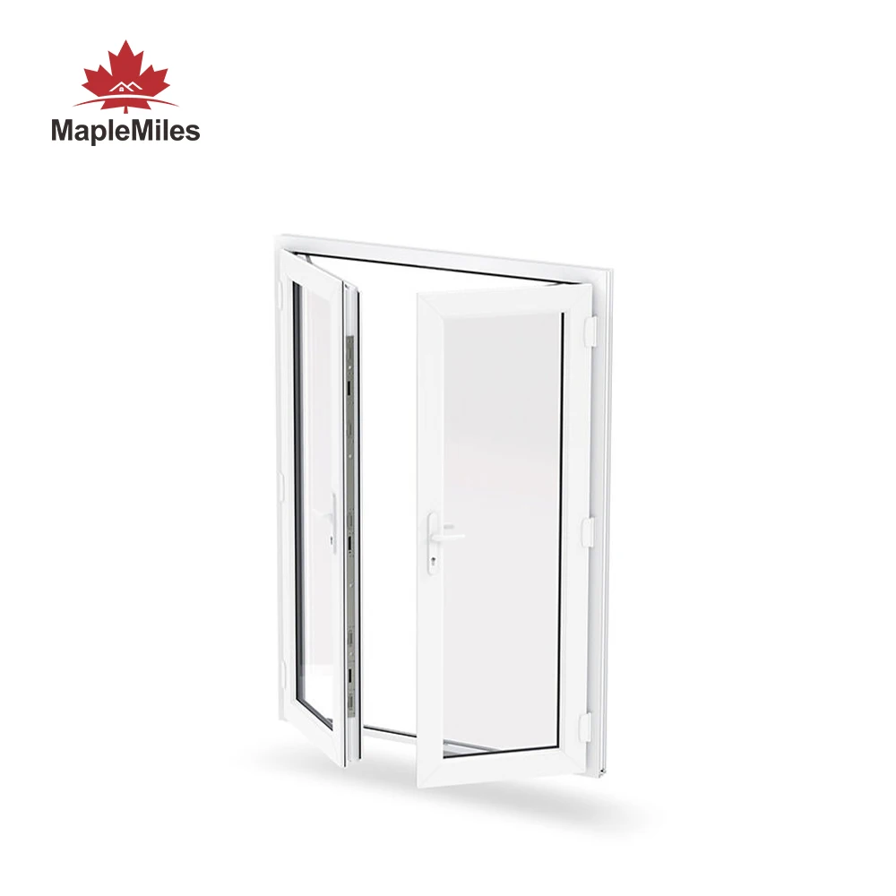 MapleMiles 24 X 48 New Design Windproof Glass White Double Leaf Balcony Casement Window