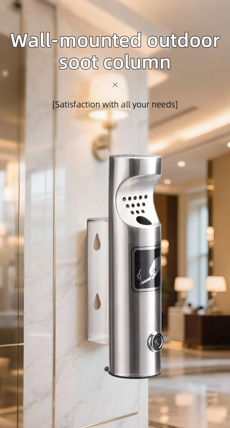 Wall Mounted Ashtrays for Outdoors Ashtray Stainless Steel Wall Ashtray with Lock for Patio, Restaurant, Hotel