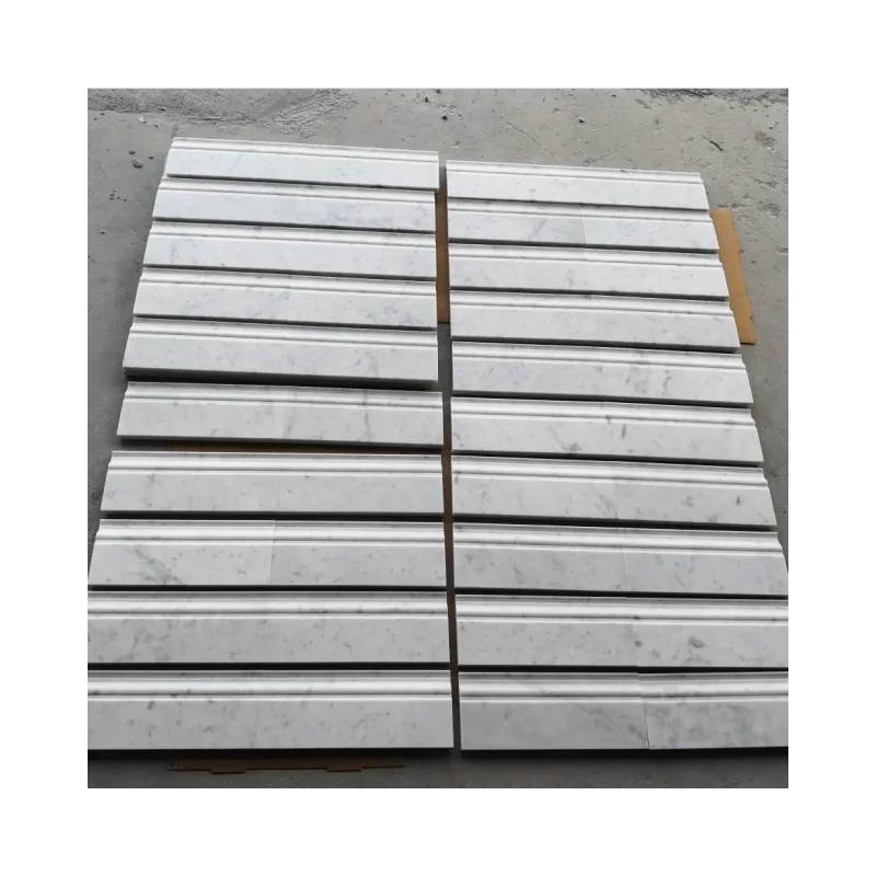 SH STONE Customized Design Carrara White Marble Skirting Board Natural White Marble Flooring Tiles