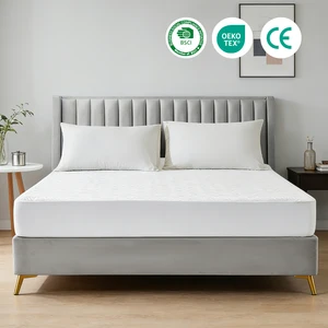 Hypoallergenic Air-Permeable Bed Mattress Protector Quilted Waterproof Cover Plain Style Knitted Technique Air Layer Bed Mat
