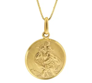 Stainless Steel Gold Plated Jewelry Custom Gold St Christopher Coin Pendant Necklace