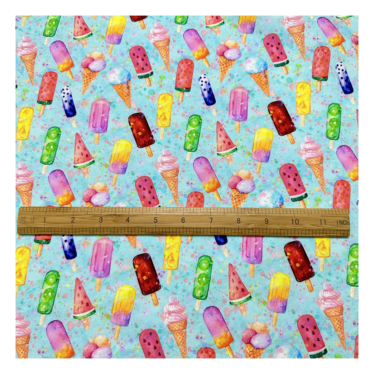 The Factory Outlet Colorful Ice Cream Design Digital Printing Textile Fabrics 100% Cotton Woven Poplin Fabric for Clothing