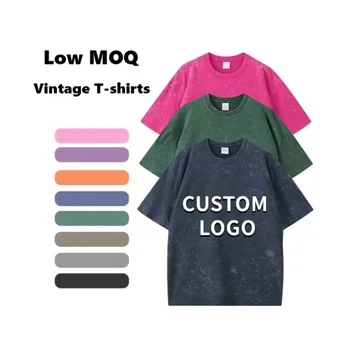 Wholesale 100%Cotton 260GSM Heavy Washed Solid Color T-Shirt Men's Short Sleeve Oversize tshirt Camiseta lavada de color liso