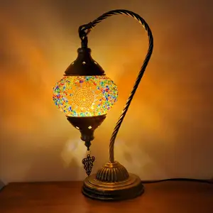 Turkish Moroccan Decorative Colorful Desk Light Glass Colorful Beside Vintage Table Lamp