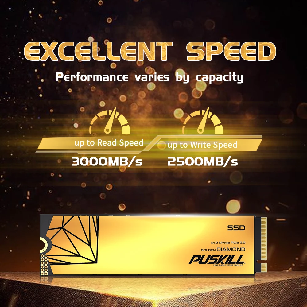 For Internal NVMe M.2 2280 SSD 128GB-4TB for Laptops & Desktops with 2000-2500MB/s Read Speed