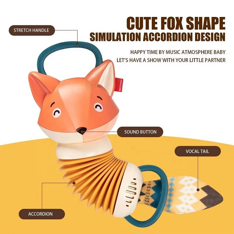 newest Design Cute Fox Cartoon Musical Instrument Toy animal accordion Toys For Infants Baby Early Education music play set