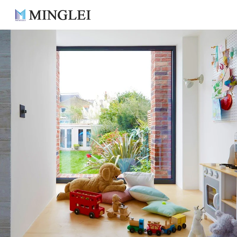 product fixed window as2047 triple glazed windows cheap price big picture black window panoramic window floor-3