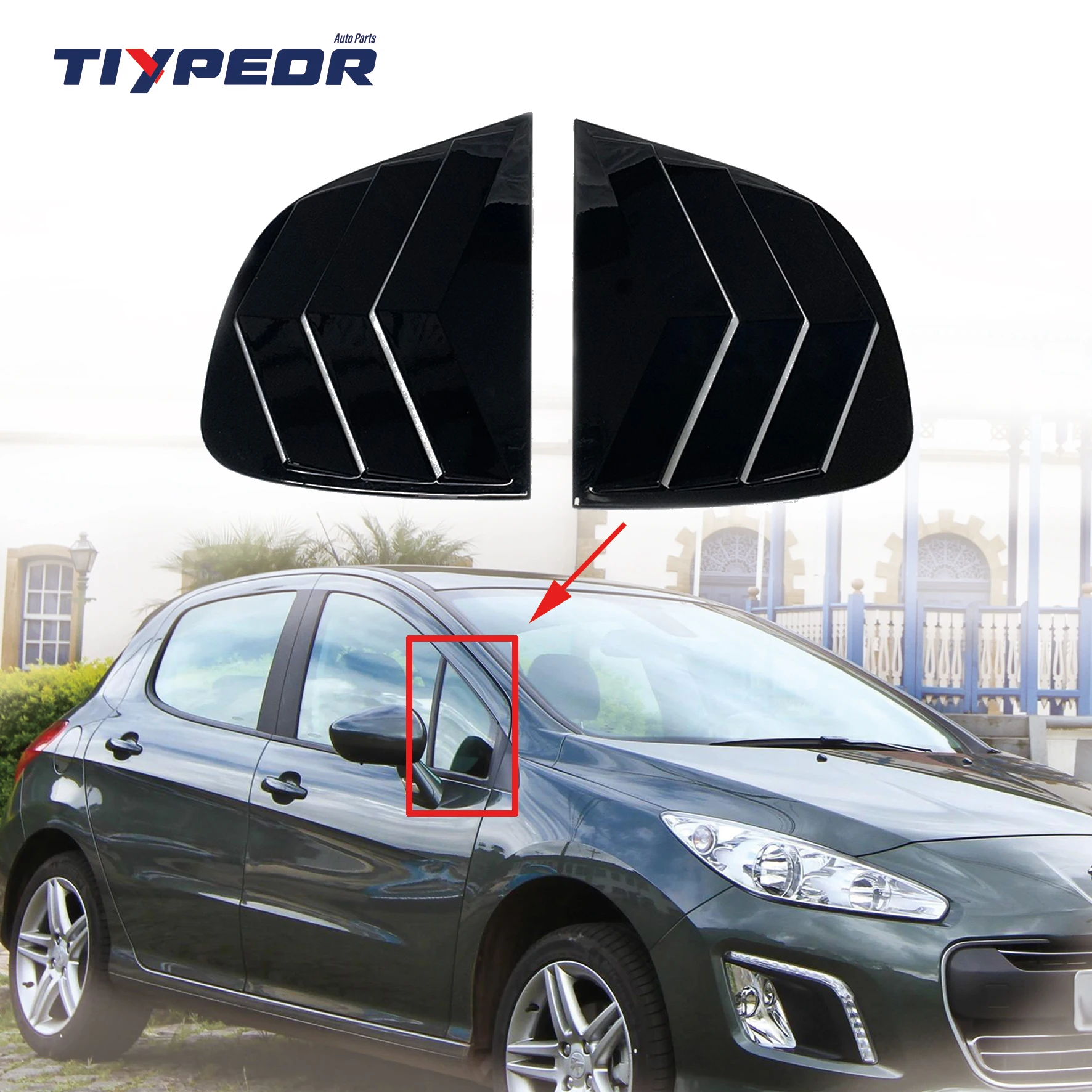 product for peugeott 308 2013   2015 side window louver  rear window shutter side vent cover trim 2014-4