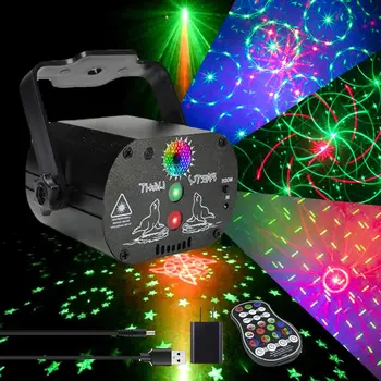 DJ Disco Stage Party Lights/Sound Activated RGB Led Strobe Projector Laser Lights with Remote Control