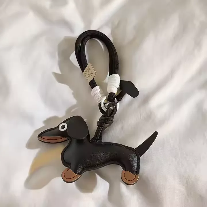 Cute Puppy Dog Leather Keychain With Sound - Pressable Animal Keyring