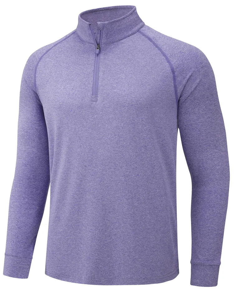 Custom LOGO UPF50+ Sun Protection 1/4 Zip Pullovers Mens Long Sleeve POLO Shirt High Quality Running