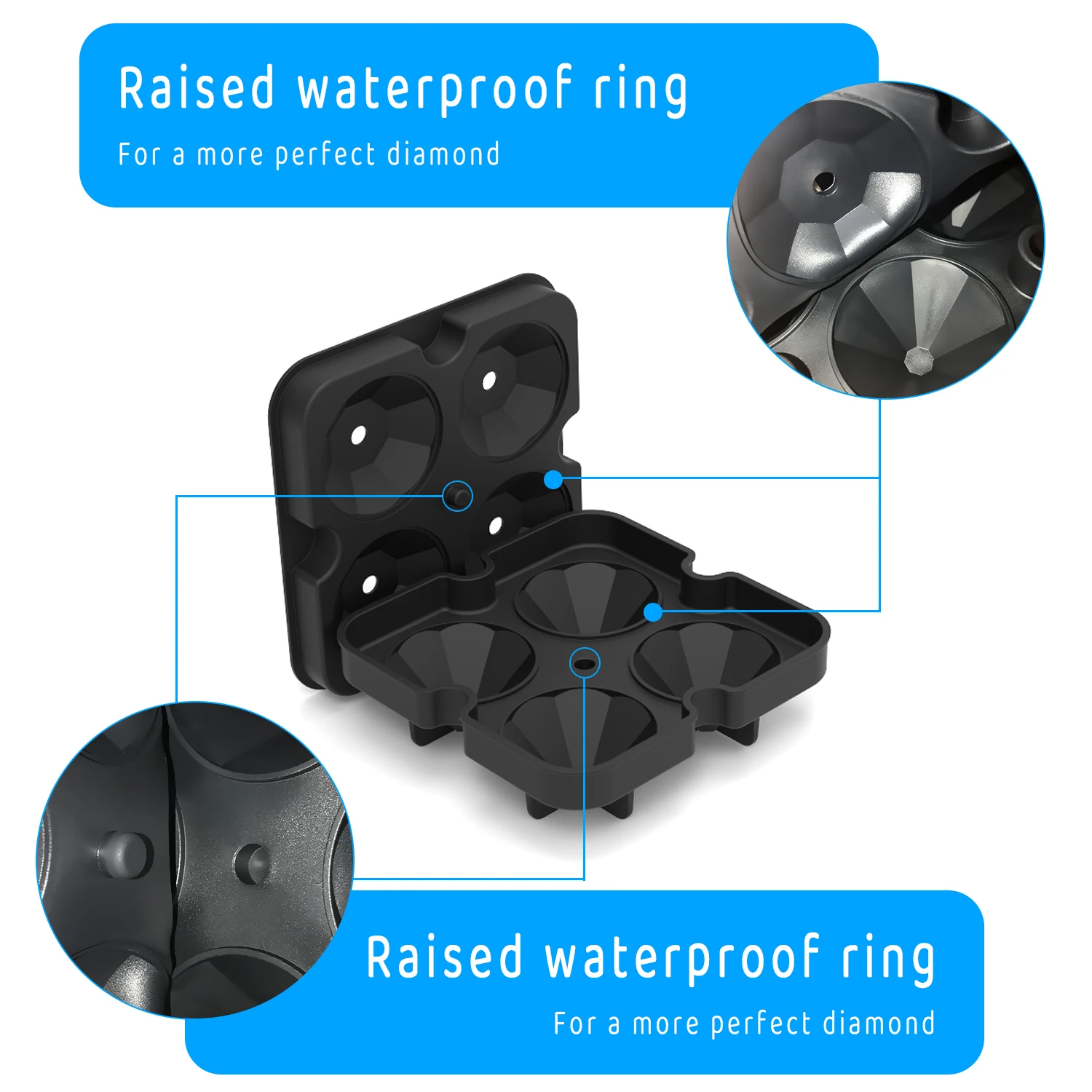 Factory Made Diamond Shape Silicone Ice Cube Tray