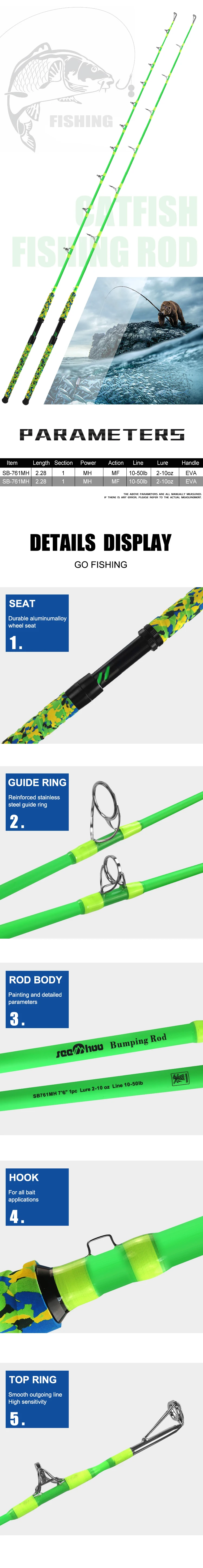 Heavy Duty 1 Piece Fishing Rod Carbon Surf Casting Stainless Steel