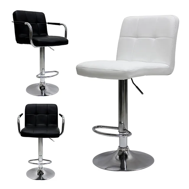 Commercial modern luxury iron metal legs pu leather hotel counter restaurant kitchen high bar chair bar stool with armrest back