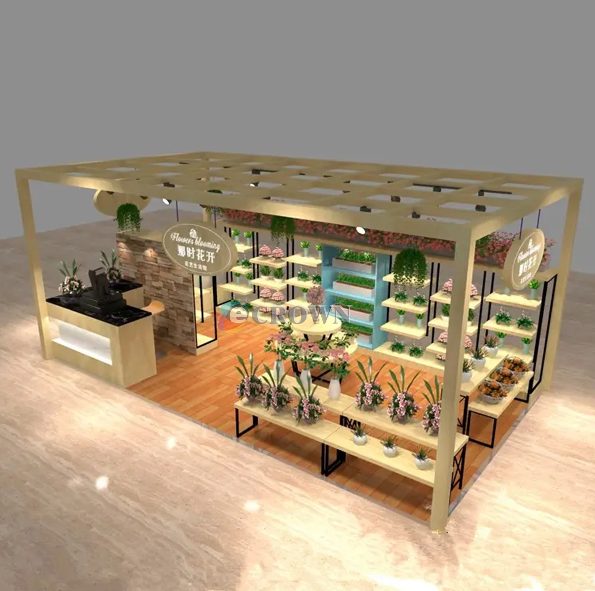 Design Fresh Shop Fresh Flower Display Cabinet Shop Peony Flower Vitrine Small Medium Mall Flower Kiosk Design Free Design