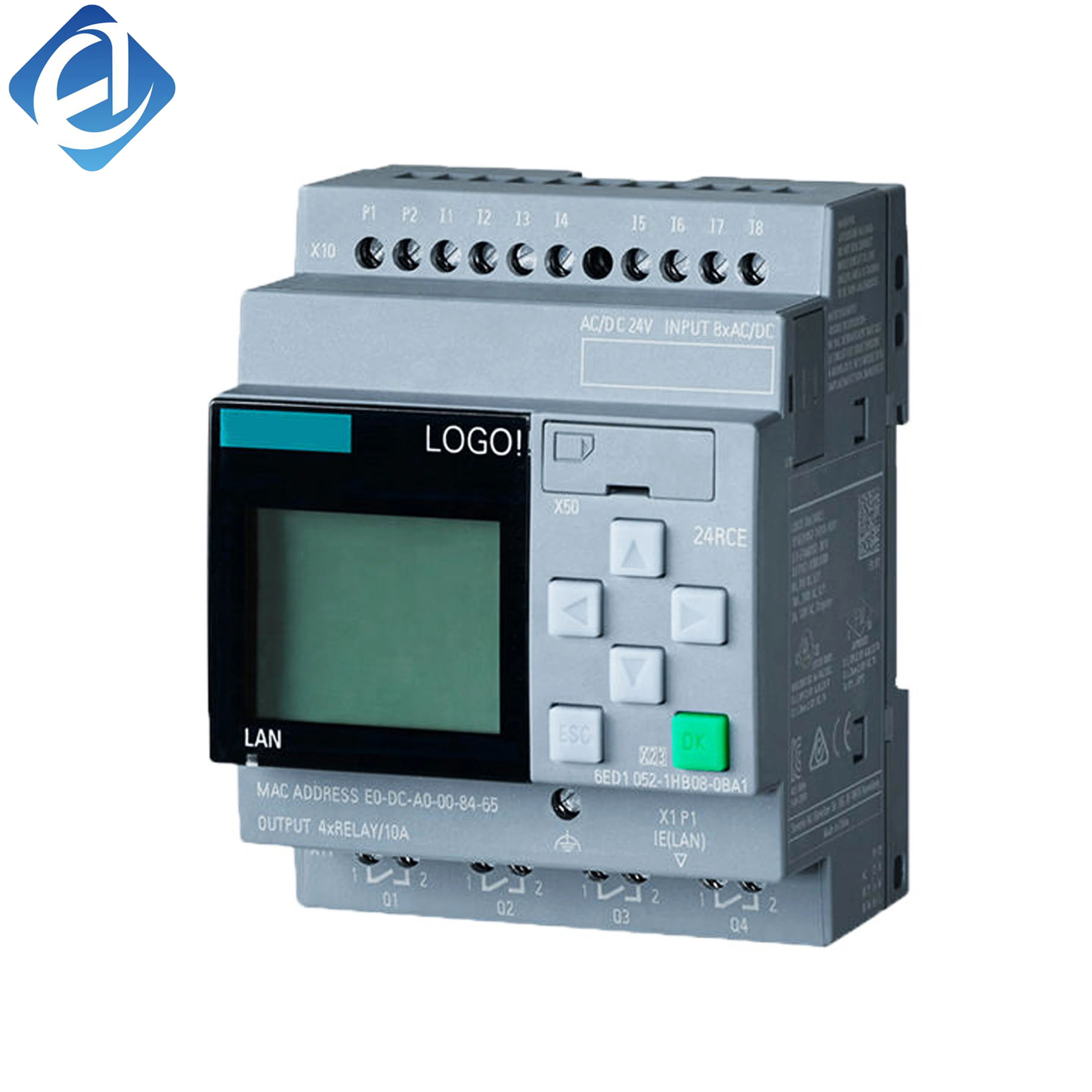New Original 6ED1 052-1HB08-0BA1 6ED1052-1HB08-0BA1 LOGO! intelligent logic controller. Compact structure, simple programming, flexible switch control and timing function, widely used in small electrical cabinets