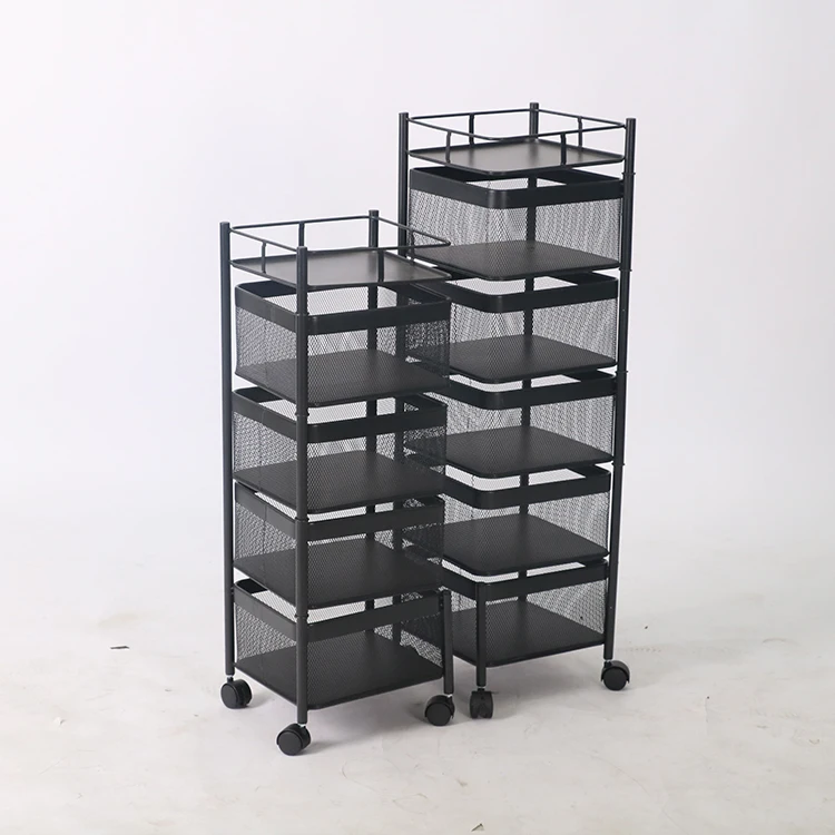 Кухонная полка из углеродистой стали, передвижная круглая кухонная тележка, корзина для хранения овощей и фруктов