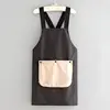 Striped hand towel apron, black (removable hand towel)