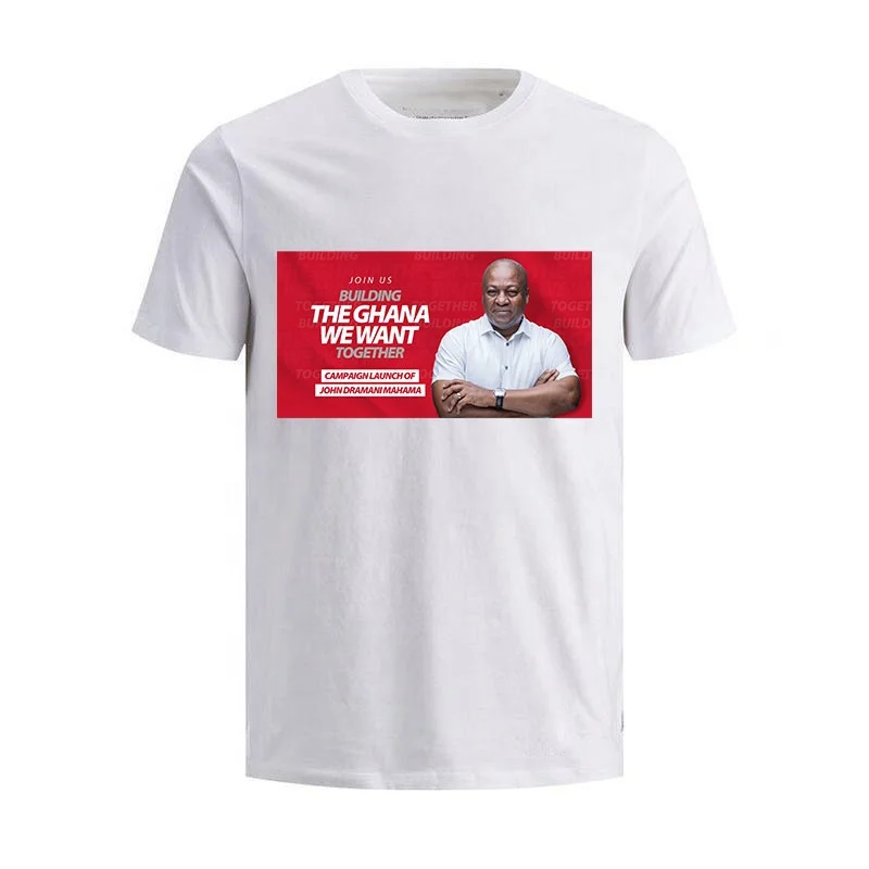 100% Polyester Political Election T-Shirt for Ghana Campaign Custom Digital Printing Character Pattern