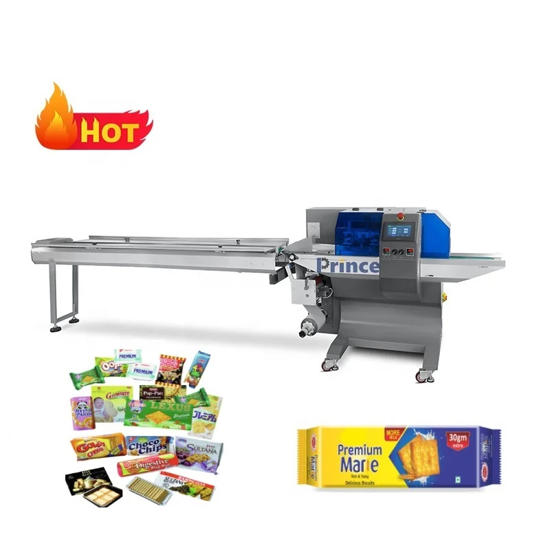 Automatic Servo Pillow Flow Food Packaging Machine Bread Roll Spare Parts Noodles Cutlery Tablet Fruit Flow Packing Machine