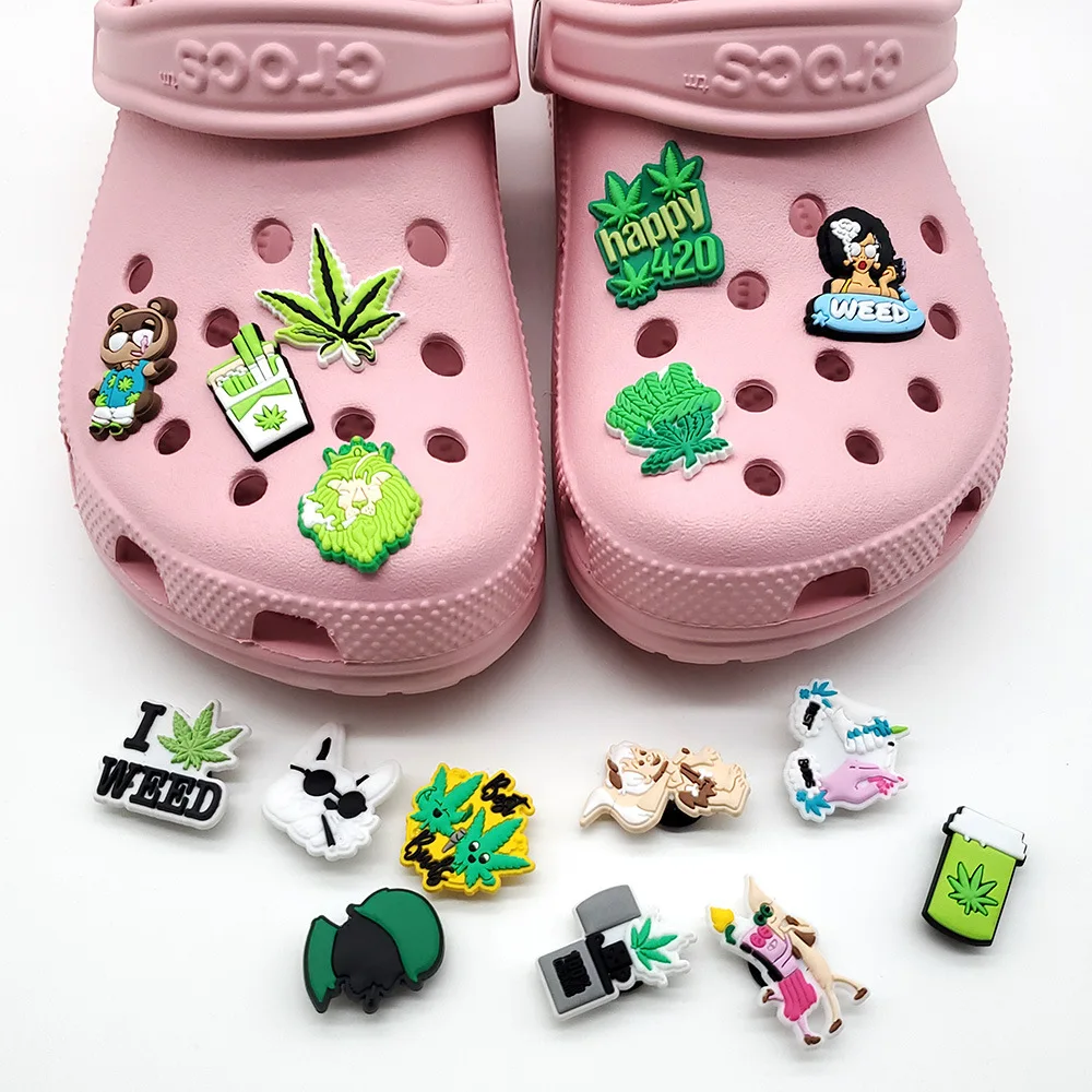 Green Crocs Shoe Charms Weed Set Of 5 Charms Crocs Shoe Charms Weed Plant