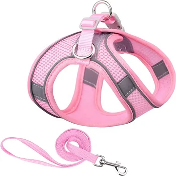 Pet Supplies Soft Mesh Dog Harness Leash Set Walking Step in No Pull Reflective Bands Adjustable Vest Harness