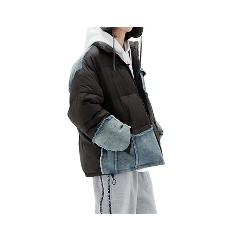 OEM Manufacturer Supply Windbreaker Denim Windproof Custom Puffer Jacket Bubble Coat Outwear Winter Puffer Jackets Unisex gallery 2