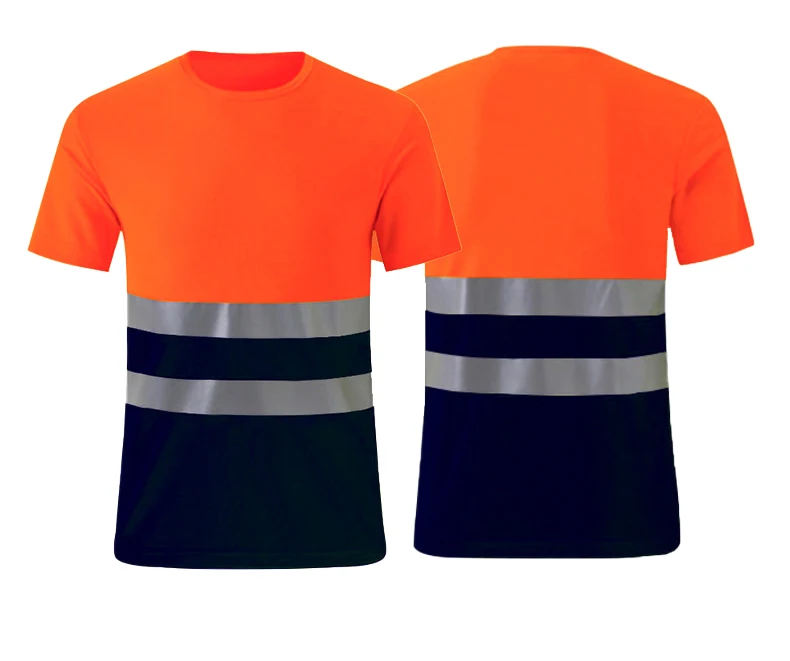 Reflective Road Safety Short Sleeve Breathable Workwear Plain T Shirt Wholesale Work Clothing Green T Shirts