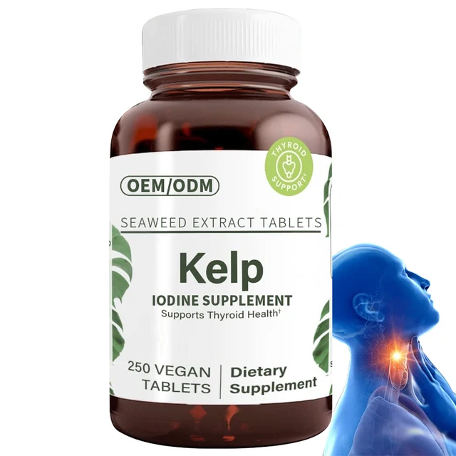 Best Selling Products OEM Private Label Kelp Iodine Supplement Support For Thyroid And Metabolism Seaweed Extract Tablets