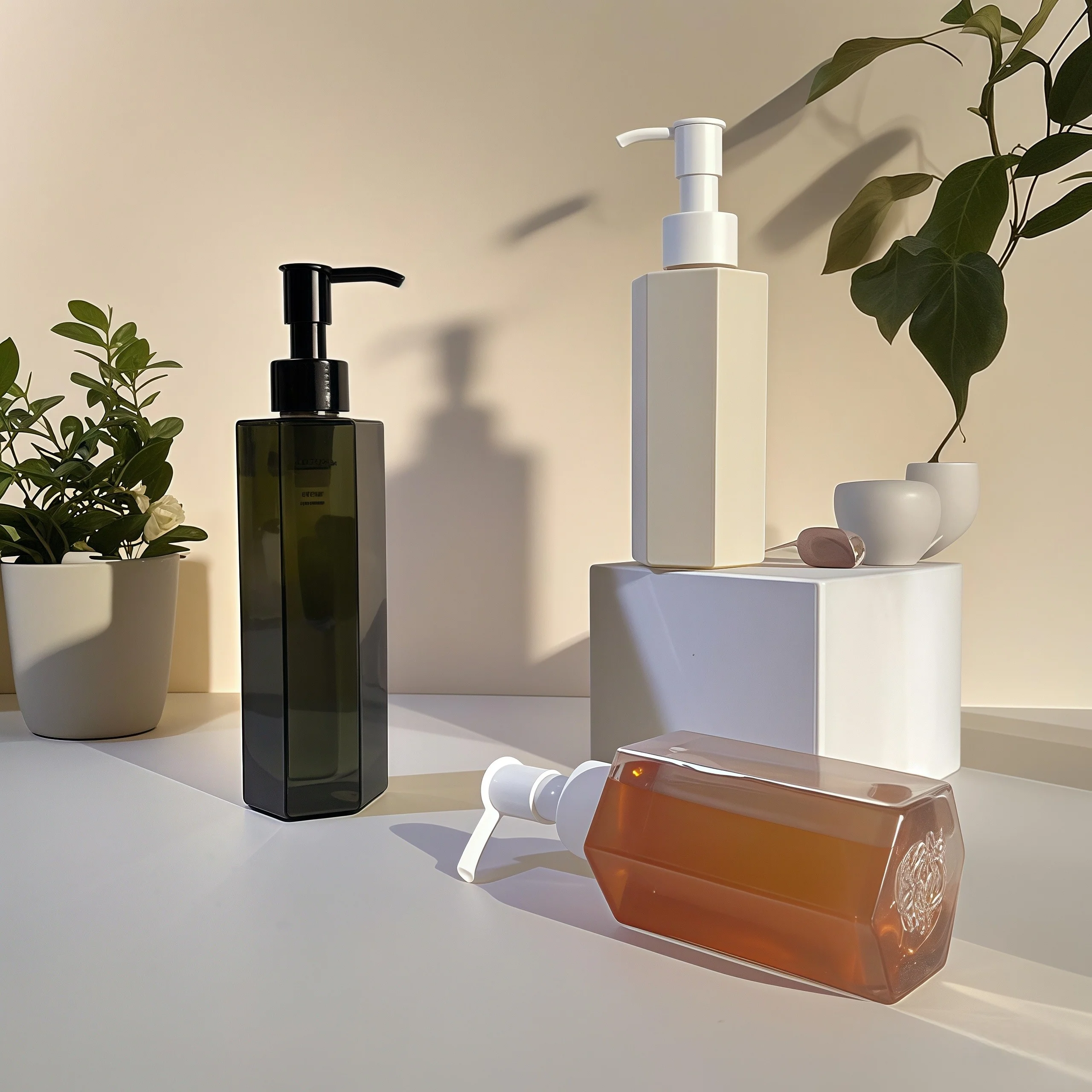 Hexagonal Straight Body PET Plastic Bottle with Press Pump Sealing for Cosmetic Lotion or Shampoo in 120ml 150ml 200ml Capacity