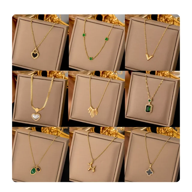 Wholesale Women's Accessories Joyeria En Stainless Steel Non Tarnish Hypoallergenic Bijoux Femme Gold Plated Jewelry Necklaces