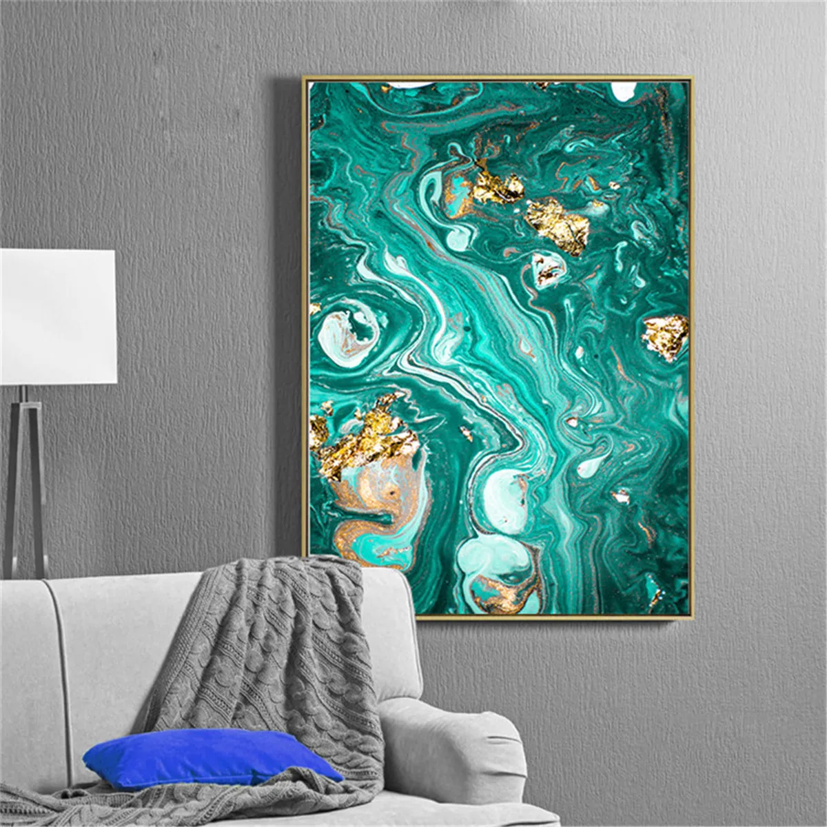 Abstract Flowing Gold Pattern Connotation Canvas Painting Modern Home Art Decor